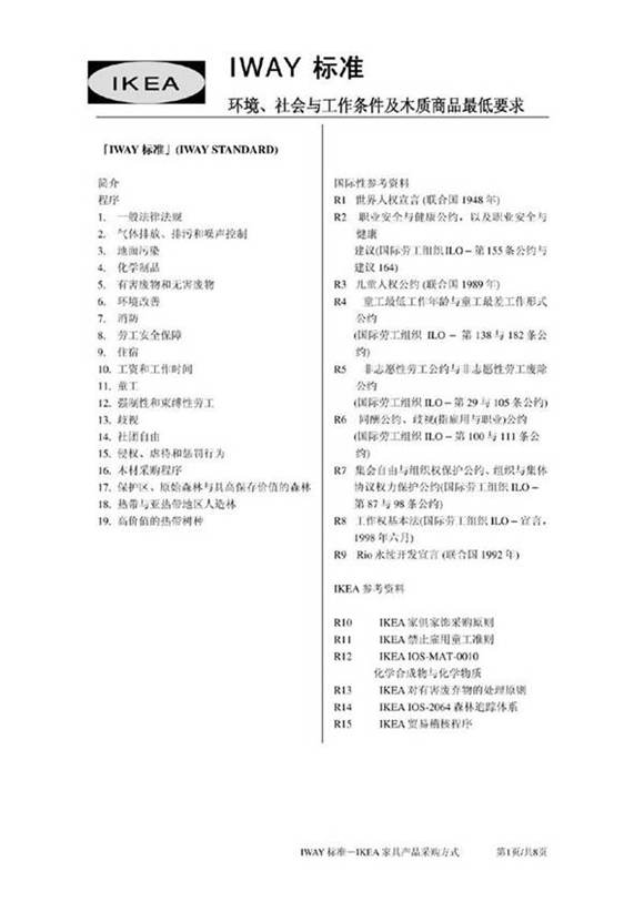 IWAY 标准 环境  社会与工作条件及木质商品最低要求