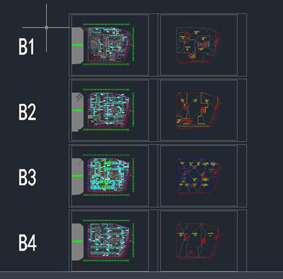 CAD版 整套住宅小区地下室充电桩平面图16张