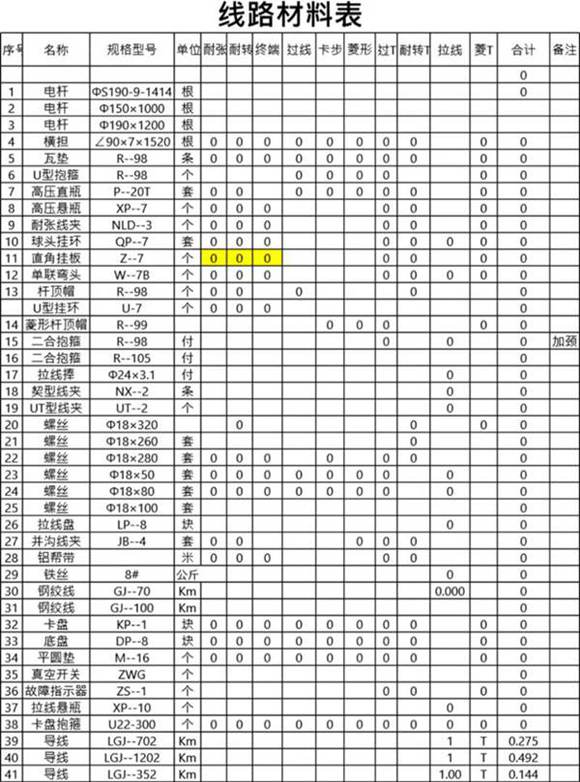 金具选型自动计算表-10KV线路金具计算