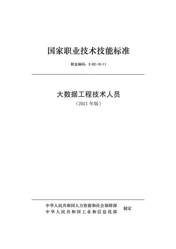 国家职业标准 GZB 2-02-10-11 大数据工程技术人员 (2021)