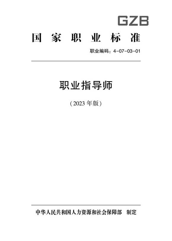 国家职业标准 GZB 4-07-03-01 职业指导师 (2023)