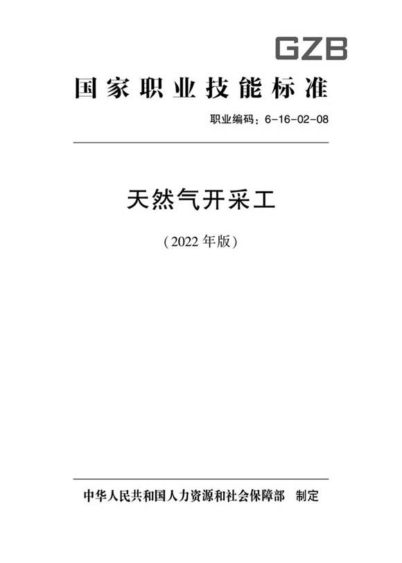 国家职业标准 GZB 6-16-02-08 天然气开采工 (2022)