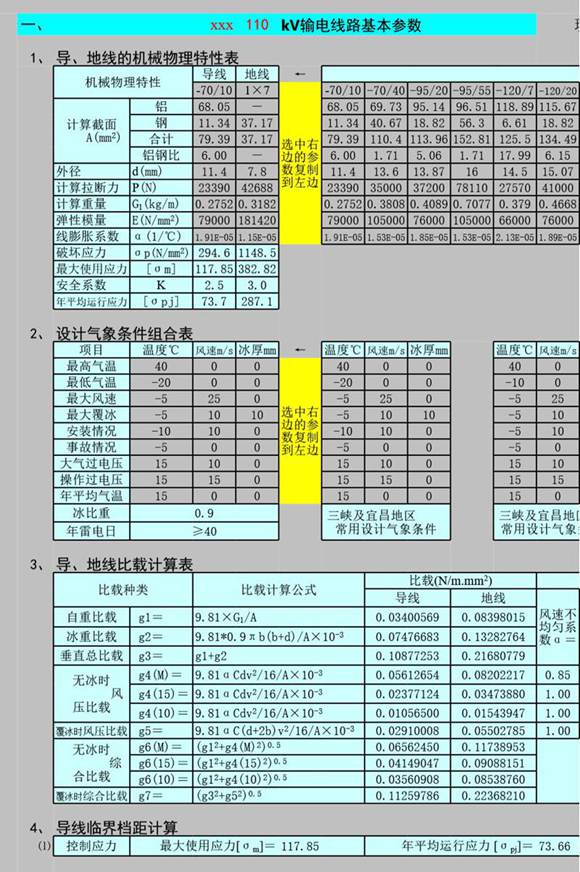 2024版 超强输电线路计算书Excel版，功能齐全，大量宏运用，自动输出