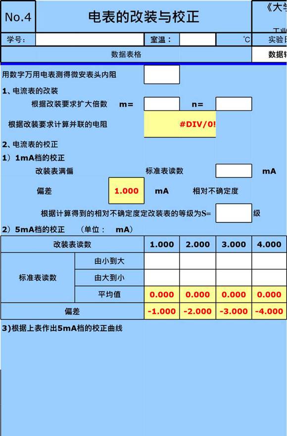 电表的改装与校正(可以数据处理)