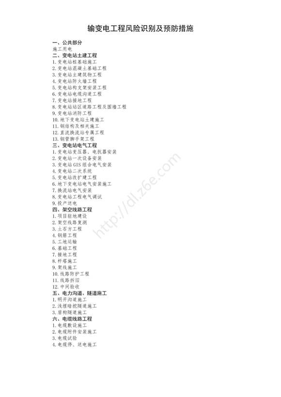 输变电工程风险识别及预防措施