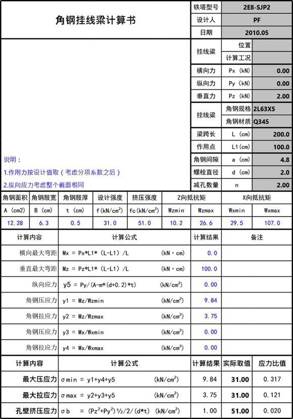 2E8-SJP2挂线角钢计算