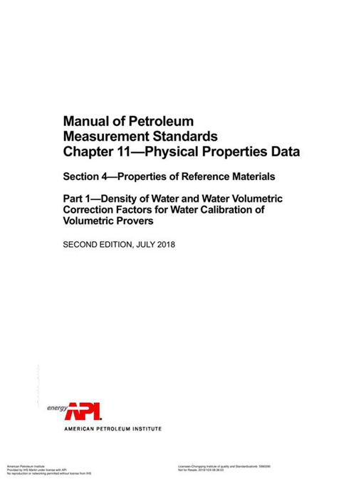 API MPMS 11.4.1-2018 Manual of Petroleum Measurement Standards Chapter ...