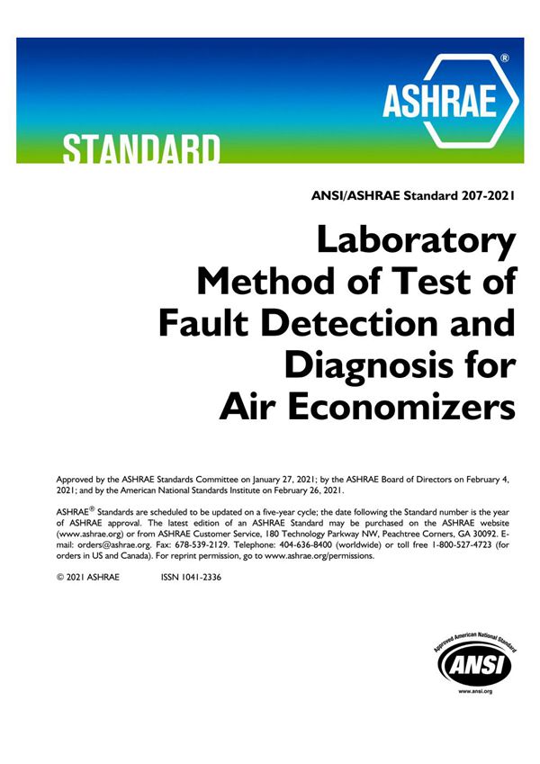 ASHRAE 207-2021 空气省煤器故障检测和诊断的实验室试验方法