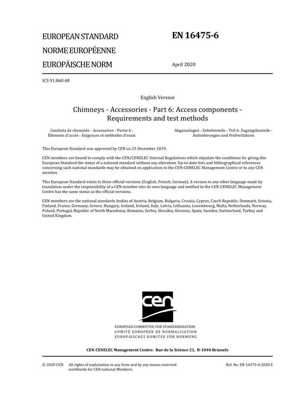 EN 16475-6-2020 烟囱 附件 第6部分 访问组件 要求和测试方法