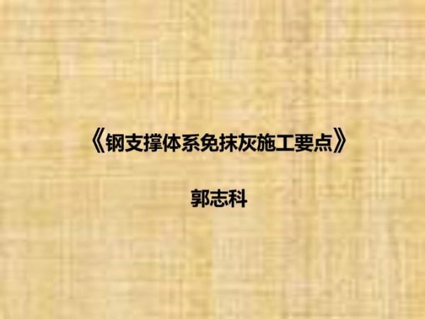 钢支撑体系免抹灰施工要点，43页PPT