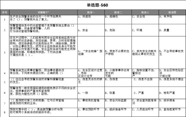 安全生产知识题库-(560道单选题)